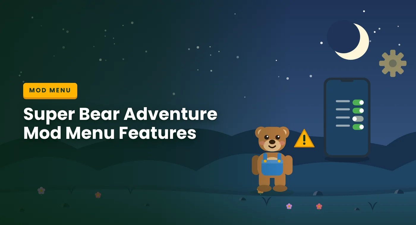 Super Bear Adventure Mod Menu options displayed on an Android phone screen
